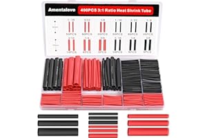 Amentalove 400PCS Heat Shrink Tubing Kit, 3:1 Ratio Waterproof Shrink Wiring Tube,6 Size Adhesive Lined Electrical Insulation Cable Sleeve Heat Shrink Tubing for Automotive Boat Motorcycle (Black/Red)