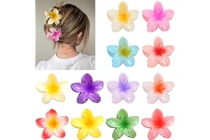 KUJAIS Fermaglio Capelli Donna Fiore - Mollette Fiori Per Capelli Mollettone Hawaiano Grande Antiscivolo Clip Artiglio Accessori Capelli per Ragazze e Donna 12 Pezzi