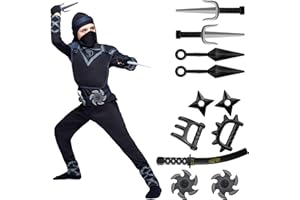 Spooktacular Creations Deluxe czarny kostium ninja zestaw z materiału piankowego Ninja, zabawka, dla dzieci, strój Kung Fu, pomysły na Halloween