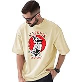 LEOTUDE Men Oversized Cottonblend Half Sleeve Drop Shoulder Regular Fit T-shirt