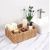Deconox El Yapımı Doğal Hasır Dikd&ouml;rtgen &Ccedil;ok Ama&ccedil;lı 4 B&ouml;lmeli Dolap D&uuml;zenleyici (43x30x13cm)