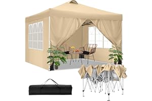 TOOLUCK Barnum Pliant 3x3m Tonnelle Pliante 3x3 Tonnelle de Jardin Imperméable Professionnel Tente Reception avec 4 Côtés, Sacs de Sable, Air Évents, Kaki