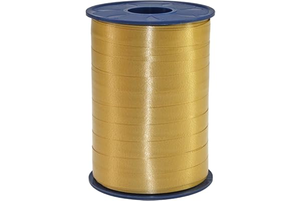 C.E. Pattberg AMERICA Ruban Paquet Cadeau doré, 250 m de Bolduc pour Emballage, Bolduc Largeur 10 mm, Accessoire de Décoration & Bricolage DIY, Ruban Décoratif pour Présents, en Toute Occasion