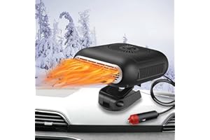 Jaaduem Calefactor de Coche, Calefactor portátil para Coche, Calefactor de Coche con Enchufe de mechero, 12V 150W 2 en 1 Calefacción rápida y Ventiladores de refrigeración para desempañador