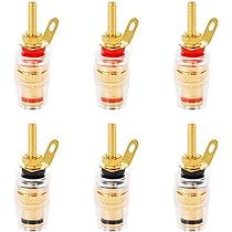 4 Spine A Banana Binding Post 4mm - Connettori Per Altoparlanti E Amplificatori, Rosso E Nero - Foto 8