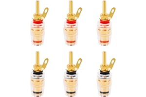 Jubaopen 6 pcs Connettori Terminali Altoparlanti Pannelli Cavo Altoparlante Morsetto Connettore Spina a Banana in Rame 4mm Binding Post per Altoparlante Video Audio