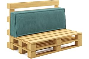 chilly pilley® Coussin de Palette Coussinets de Palette en Corde pour palettes UE - Housse Amovible - Coussin d'assise - Coussin de Dossier (Coussin de Dossier 120x40x25/15, Turquoise)