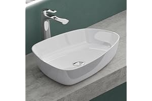 Mai & Mai Lavabo sobre Encimera Lavabo Baño | Blanco Brillante | Mármol Fundido | 51x39x12cm | sin Orificio para Grifo sin Rebosadero | Colossum806