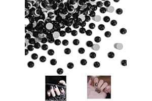 ALOCIAM 2880pcs retour plat Cristal Strass pierres précieuses rondes pour nail art et artisanat colle fixation, noir, ss10,2,7-2,9 mm
