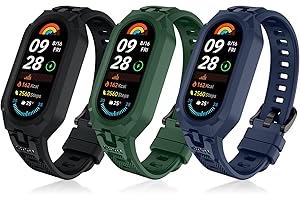 Neitra [3 Paski do zegarków TPU Kompatybilny z Xiaomi Mi Smart Band 8/Mi Band 7/Mi Band 6/Mi Band 5, Wymienny pasek TPU, Regulowana długość paska sportowego dla Xiaomi Mi Band 8/7/6/5