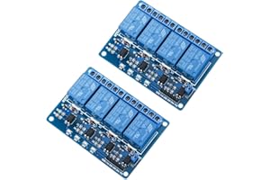 GTIWUNG 2 Pièces Module Relais 4 Canal, 5V 4 Channel Relay Module avec Optocoupleur, Bleu