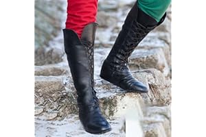 Mooke Mittelalterliche Pu Lederstiefel - Retro Frauen/Herren Ritterpiratenkostüm Kurze Knöchelstiefel Mit Flachem Boden Gotische Bandageschuhe Für Cosplay Karnevalsparty