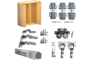 Evotrade Kit de herrajes deslizantes plegables tipo libro para puertas móviles o nichos de pared con cierre amortiguado (2 m + 2 puertas batientes exteriores)