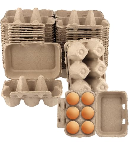 Lot 5/10/20 Pièces Cartons à Œufs Biodégradables - Lot De 5/10/20 - 6 Œufs - Carton Recyclé - Pour Ferme, Marché Ou Art Rangement Oeuf Ferme