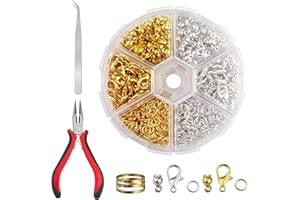 Lixiluxia 923 Pezzi Chiusure per Braccialetti kit, Anellini Aperti, Ganci per Collane Bigiotteria fai da te, Chiusura a Moschettone, Moschettoni Gancio, Fermagli Gioielli, Anello Anelli di Salto