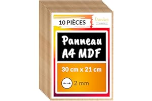 Creative Deco 10 x A4 Panneau MDF | 300 x 210 x 2 mm | Feuille Planche Bois Brut | Plaque Bois Idéal pour Bricolage, Découpe Laser, Gravure, Maquette | Panneaux Bois pour Pyrogravure, Linogravure