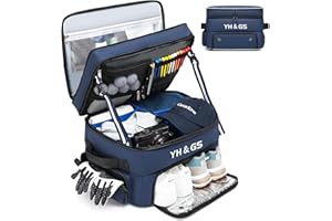 GOTECH Golf Trunk Organizer, 3 Layer Golf Accessories for Men, 2 Pair Shoes Separate Ventilated Compartment Golf Organizer for Car, Balls, Tees, Clothes, Gloves, Accessories Golf Gifts