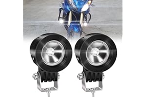 Biqing Lot de 2 projecteurs de moto 10 W blancs, 5,1 cm, feux antibrouillard supplémentaires, phares LED auxiliaires 12 V 24 V pour camion, tout-terrain, 4 x 4, VTT