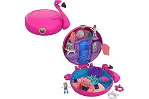Polly Pocket FRY38 - World Flamingo-Schwimmring Schatulle, zum Spielen und Mitnehmen, Spielzeug ab 4 Jahren