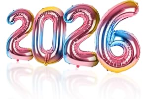 Zahlen Luftballons Geburtstag 2026 Bunt, Folienballon Riesen 83cm Helium Ballons Zahl Regenbogen Farbverlauf Luftballon Geburtstagsdeko Für Mädchen Junge Kindergeburtstag Babyparty Jubiläum Party Deko