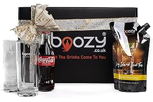 BOOZY.CO.UK LET THE DRINKS COME TO YOU Boozy Long Island Iced Tea Cocktail Alcohol Gift Set Box With Glasses & Mixer, 500ml, 5-7 servings, 22% ABV, Premixed Cocktail, Cola, x2 Highball Glasses, In a beautiful presentation box