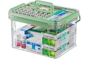 AiMeiteng Scatola medicinali, Porta medicine casa scatola, 2 strati medicine box, multifunzione Organizer per medicinali, per pronto soccorso,medicinali,per la casa, all'aperto