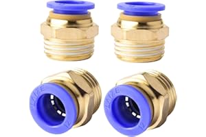 ANGEEK Lot de 4 raccords rapides pneumatiques à filetage extérieur droit à connexion rapide - 12 mm - 1/2''PT