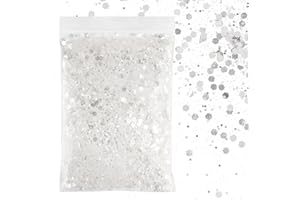 BETESSIN 50g Glitzer zum Basteln Silber-weiß Glitzerpulver Pailletten Reflektierend Glitter Pulver Glitzer Basteln Kerzen Schminke Glitzerpuder für Nägel Gesicht Makeup Kartenbasteln Handwerk