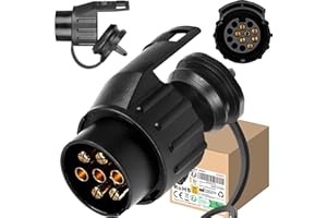 ‎CXTM CXTM Adapter Anhänger 7 auf 13 Polig, 7 auf 13 Polig Adapter, 7 Polig auf 13 Polig Adapter inkl. Parking Cover, 12 V Systeme, für Fahrradträger, Pferdeanhänger