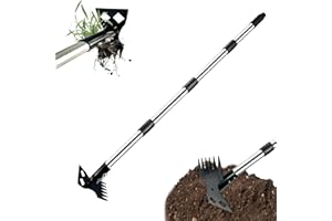 NITOOPE Weed Puller Tool with Long Handle, 149cm Weed Remover Garden Tools, 2 in 1 Manual Weed Rake and Garden Hoe, Weeding Tools for Yard, Lawn, Patio, Garden