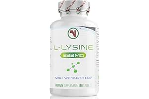Nutriodol L-Lysine 1000mg – 180 Small Vegan Tablets | | 333mg Per Tablet | Essential Amino Acid for Protein Synthesis & Normal Collagen Formation | 2-Month Supply | Easy to Swallow