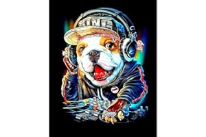 DCIDBEI 40 x 50 cm Diamante Pintura DJ Bulldog DIY Redondo Pintura diamantes Anime, Perro Bordado Punto de Cruz Diamante Niños Manualidades Adultos dormitorio decoración de entrada