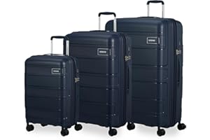 American Tourister SkyMax - Ensemble de valises à 3 pièces, Bleu (Bleu de Minuit)