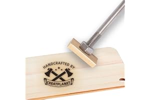 CREATPLANET Bois Marque de Fer 1.2" Marque de Fer Timbre Logo Personnalisé BBQ Chaleur Timbre avec Tête en Laiton et Poignée en Bois pour Gâteau Bois Cuir - Double Hache