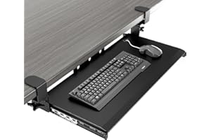 AX WABER Taca na klawiaturę pod biurko wysuwana z bardzo stabilnym systemem mocowania zaciskowego C, 693,42 (825,5 mm z zaciskami) x 279,4 mm wysuwana platforma szuflada komputerowa do pisania czarna AX01WB01