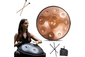 LXHGVKHJ Strumento Handpan - 432Hz/440Hz 9/10/ 12 Note - Steel Tongue Drum da 55cm - Hand Pan Drum con Supporto per Battenti per la Guarigione del Suono (Size : 440Hz, Color : GOLD_10 NOTES)