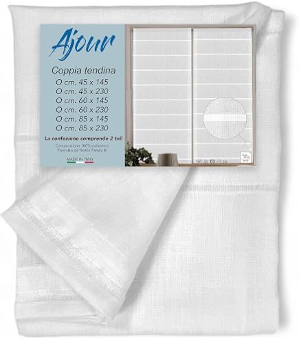 COPPIA TENDINA VETRO MODERNA LARGA 45 O 60 O 80 GIUSY BEIGE COPPIA  2 Teli Cm 45x150 84884489 - 10