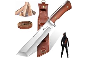 Purple Dragon Couteau d'extérieur avec étui en cuir, couteau de survie tranchant, Couteau d'extérieur forgé d'une seule pièce en acier à haute teneur en carbone