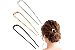 Aucuu 3 st fransk hårnål metall 14 cm/5,5 tum U-formad hårnål fransk tvinnad hårnål, metall hårgaffel för updos, hårknut & twist frisyrer, stor updo hårnål för kvinnor flickor bullar tjockt långt hår