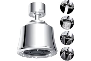 Hibbent Aireador de Grifo, Aireador de Grifo con 4 Modos de Rociado, Cabezal Giratorio de 360 Grados, Filtro de Ahorro de Agua, Apto para Cocina/Baño con Rosca Hembra de 22 mm (FM22) - Cromo Pulido