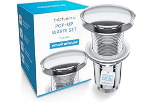 Bächlein uniwersalny zestaw odpływowy BEZ PRZEPŁYWU do umywalki (bez przelewu) - zestaw odpływowy z 3 uszczelkami dla maksymalnej kompatybilności