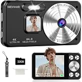4K 64MP Photo Camera, Wevoor Digital Camera 32GB with 2.8" Screen, 18x Digital Zoom, 2000mAh Digital Compact Cameras, Portabl