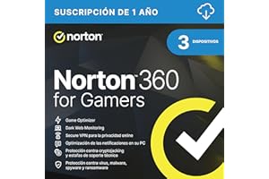 NORTONLIFELOCK Norton 360 for Gamers 2025 |Antivirus 3 Dispositivos| 1 año| Descarga digital