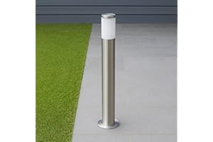 CGC Lighting Stainless Steel Silver Outdoor Post Bollard Outdside Light Indoor Garden Patio Porch Door Conservatory Decking Shed (Large)