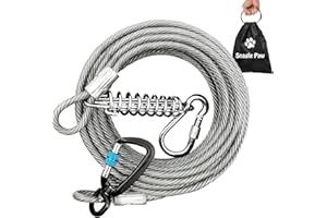 Hofleine für große Hunde,Tie Out Cables Leinen Hofleine für Hunde, stoßdämpfender Feder,langlebiger und Leichter Drehhaken für Hof und Camp,rostfreie Pet Leine für mittlere bis große Hunde,9 Meter