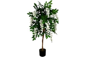 Leaf Design UK - Albero di glicine artificiale realistico, bianco, 130 cm