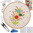 Embroiderymaterial Beginners Kit Hand Embroidery Tutorial Diy Kit With 6 Different Types of Embroidery Stitches 7 Items (Multicolor).