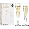 RITZENHOFF 6031006 Champagne Glass 200 ml - Goldnacht Duett Best of 2022 Series, Pack of 2 with Real Gold - Made in Germany