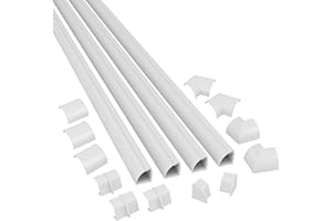 D-Line Canalina Mezza Tonda, Passacavi, Canalina Copricavi, Nascondi Cavi, Canaline Per Impianti Elettrici - 4 x 1 m Lunghezza Per Pacco - Bianco