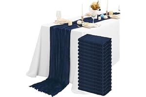 TERUNTRUE 15 Packs Cheesecloth Table Runner Navy Blue Semi-Sheer Table Runner 55x300cm, Dark Blue Rustic Gauze Boho Table Runner, Wedding Table Decor Table Cloth for Bridal Shower Party Wedding Holiday